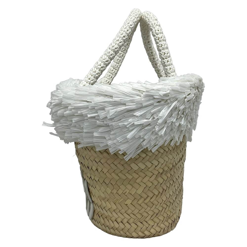 Miu Miu Tote Bag 5BG209 Beige White Straw Leather Chemical Fiber - Picture 2 of 11